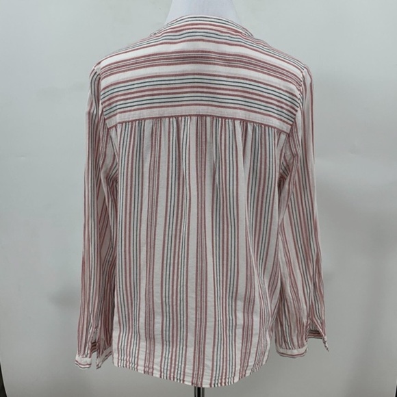 JOIE Red and White Striped Cotton V-Neck Blouse Size Small - Picture 4 of 7